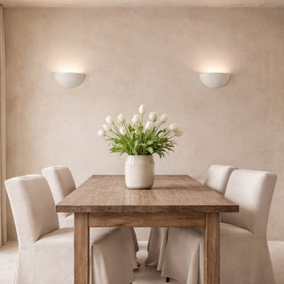 Half Dome Plaster Wall Uplighter – Paintable Gypsum Wall Light