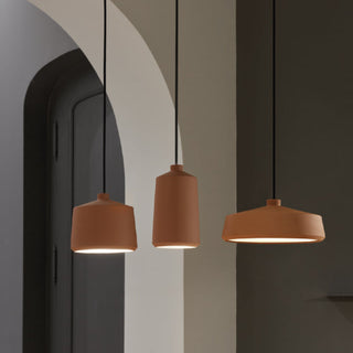 Flame Spanish handmade pendant lights, clay pendant lights By Pott from Davoluce Lighting. Terracotta pendant lights on display at Davoluce Lighting Showroom in Melbourne. Designed and made in Spain by Miguel Ángel García Belmonte.