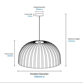 Rachis 600mm polymer resin pendant dimensions