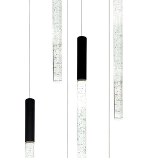 Raindrop 6 Lt LED Crystal Pendant - Black. Raindrop look crystal glass pendant Australia. Pendants for Staircase. Pendant lights for voids. Crystal raindrop pendant light. Multi drop pendant light for very high ceiling. Crafted from high-quality crystal