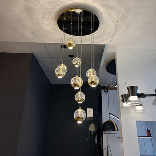Telbix Segovia 9 light pendant installed in Davoluce Showroom