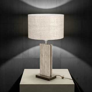 BELESAR Table Lamp – Travertine / White Marble