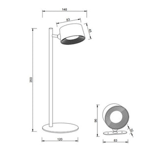 Versana Rechargeable Table Lamp measurements