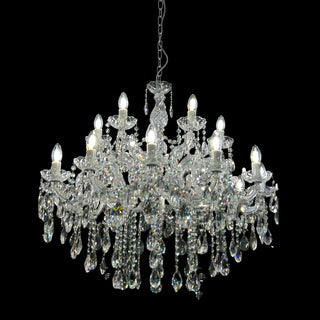 Zurich two-tier crystal chandelier illuminated